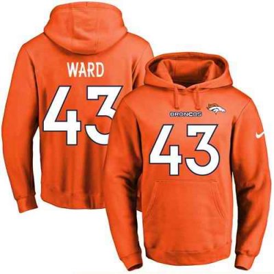 Nike Broncos #43 T.J. Ward Orange Name & Number Pullover NFL Hoodie