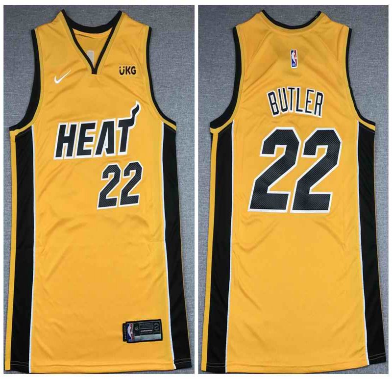 Men's Miami Heat #22 Jimmy Butler Gold Stitched NBA Jersey