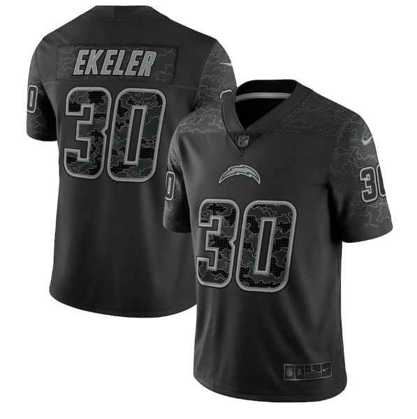 Men's Los Angeles Chargers #30 Austin Ekeler Black Reflective Limited Stitched Football Jersey