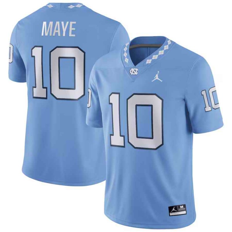 Men's North Carolina Tar Heels #10 Drake Maye Blue Stitched Jersey