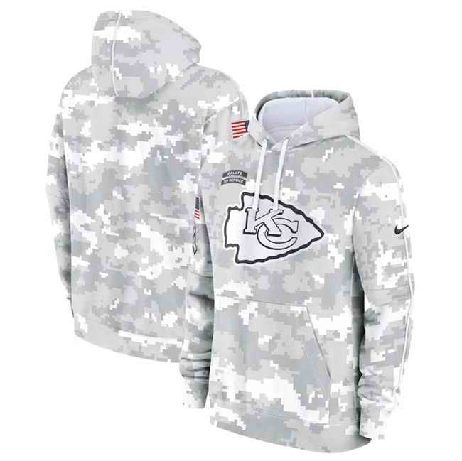 Men's Kansas City Chiefs 2024 Arctic Camo Salute to Service Club Fleece Pullover Hoodie