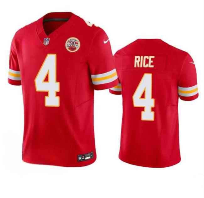 Men's Kansas City Chiefs #4 Rashee Rice Red 2024 F.U.S.E. Vapor Untouchable Limited Stitched Football Jersey