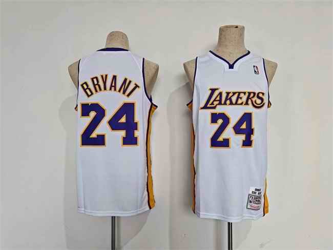 Men's Los Angeles Lakers #24 Kobe Bryant White Throwback basketball Jersey