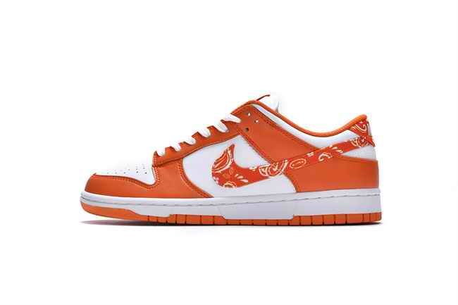 Men's Dunk Low White/Orange Shoes 0364