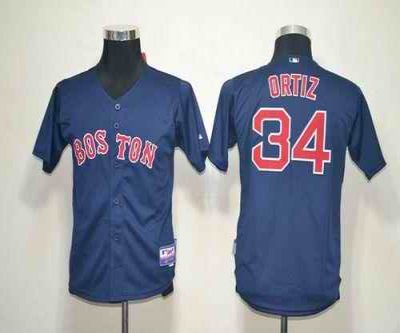 Red Sox #34 David Ortiz Dark Blue Cool Base Stitched Youth MLB Jersey