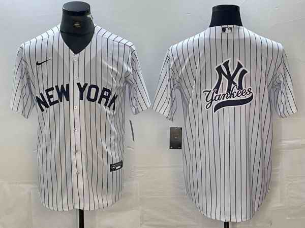 Men's New York Yankees Team Big Logo White Cool Base Stitched Baseball Jersey