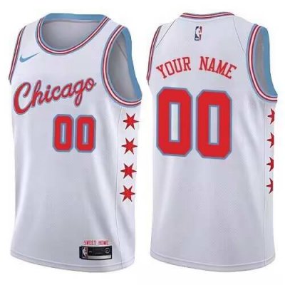 Men's Chicago Bulls Customized White City Edition Swingman Stitched Jersey