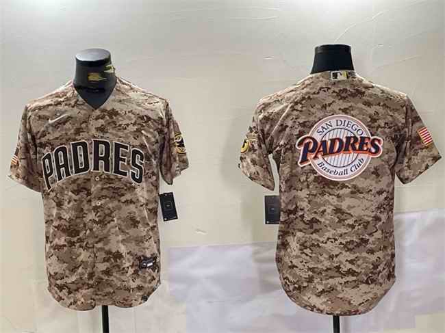 Men's San Diego Padres Tan Camo Team Big Logo Cool Base Stitched Baseball Jersey