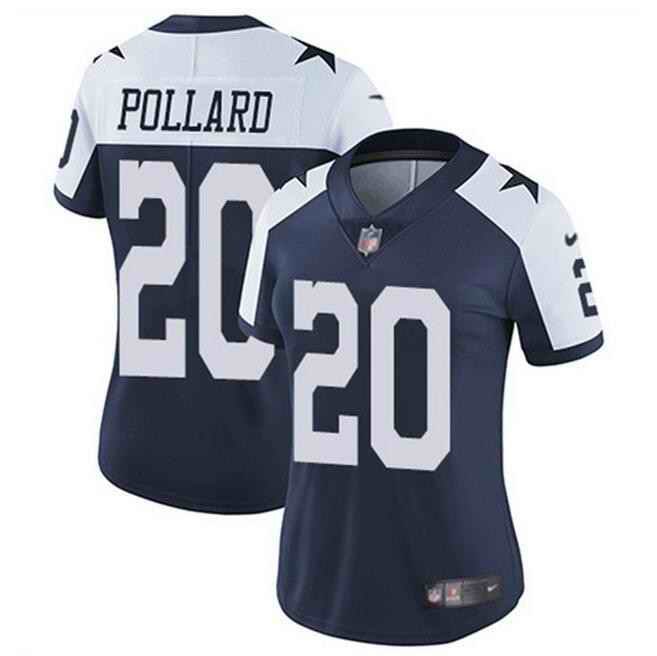 Women's Dallas Cowboys #20 Tony Pollard Navy Thanksgiving Vapor Untouchable Limited Stitched Football Jersey(Run Small'