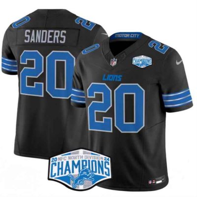 Men's Detroit Lions #20 Barry Sanders Black 2024 NFC North Champions F.U.S.E. Vapor Limited Stitched Jersey