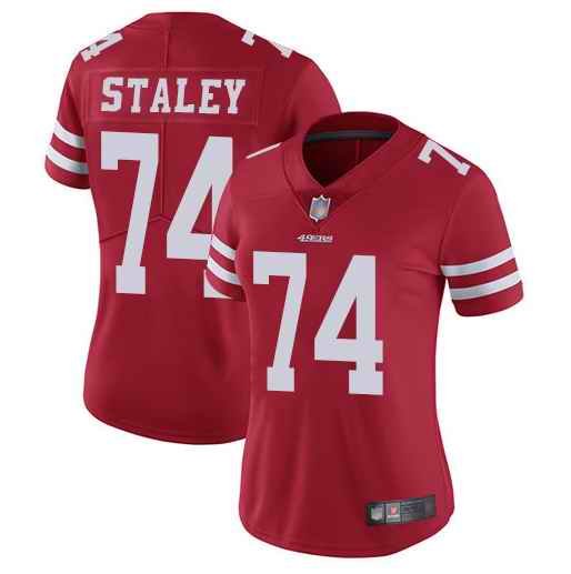 Women's NFL San Francisco 49ers #74 Joe Staley Red Vapor Untouchable Limited Stitched Jersey(Run Small)