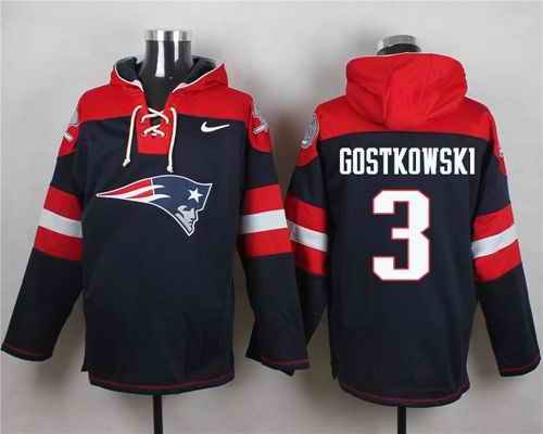 Nike Patriots #3 Stephen Gostkowski Navy Blue Player Pullover NFL Hoodie