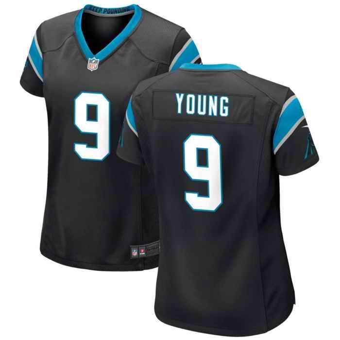 Women's Carolina Panthers #9 Bryce Young Black 2023 Draft Stitched Game Jersey(Run Small)