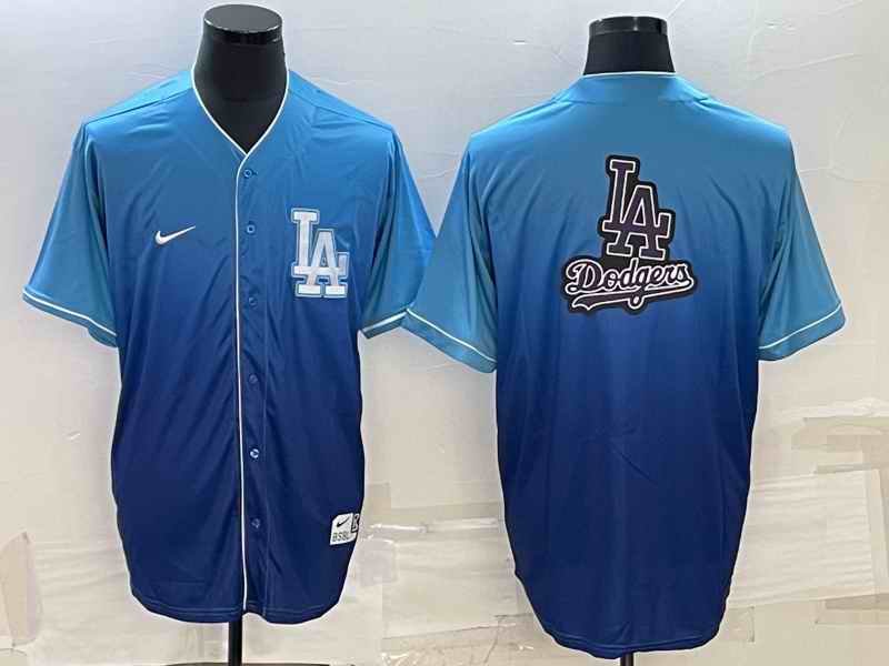 Men's Los Angeles Dodgers Blue Team Big Logo Cool Base Stitched Baseball Jersey