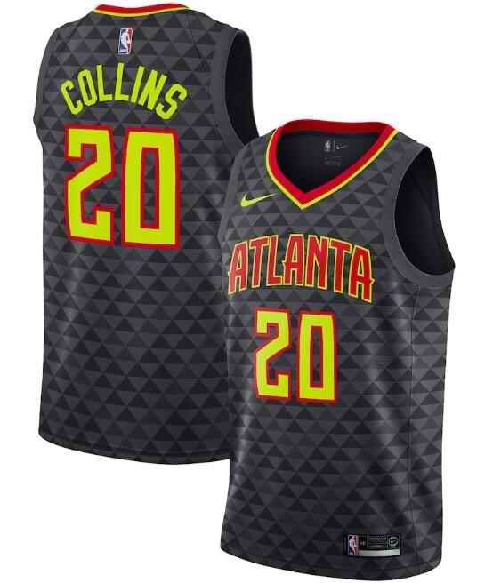 Men's Atlanta Hawks #20 John Collins Black Icon Edition Stitched Jersey