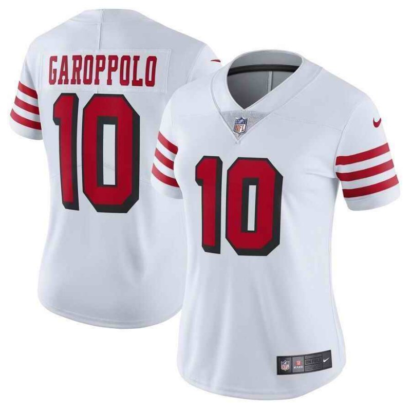 Women's NFL San Francisco 49ers #10 Jimmy Garoppolo White Vapor Untouchable Limited Stitched Jersey