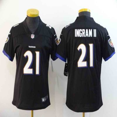 Women's Baltimore Ravens #21 Mark Ingram II Black Vapor Untouchable Limited NFL Jersey(Run Small)