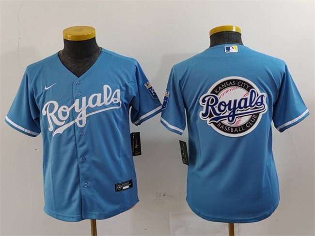 Youth Kansas City Royals Team Big Logo Light Blue Stitched Baseball Jersey