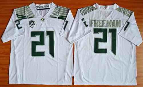 Ducks #21 Royce Freeman White Limited Stitched NCAA Jersey