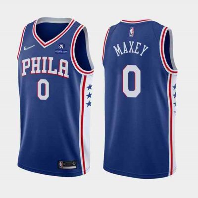 Men's Philadelphia 76ers #0 Tyrese Maxey Royal 75th Anniversary Icon Edition Swingman Stitched Jersey