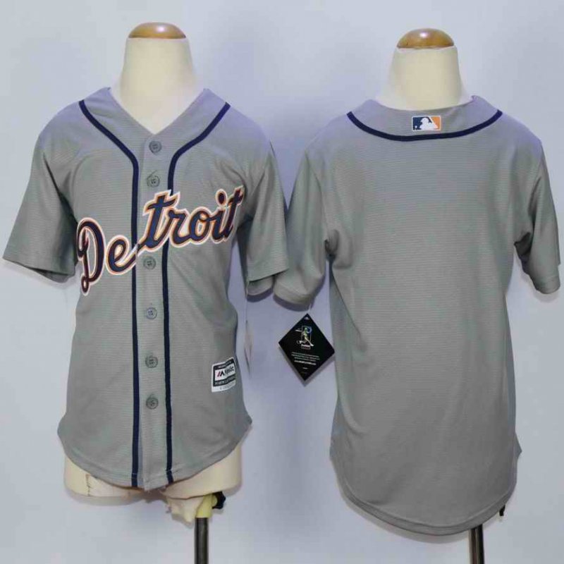 Tigers Blank Grey Cool Base Stitched Youth MLB Jersey