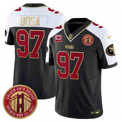 Men's San Francisco 49ers #97 Nick Bosa Balck F.U.S.E. Golden Gate Bridge With 1-Star C Patch Alternate Vapor Limited Stitched Football Jersey