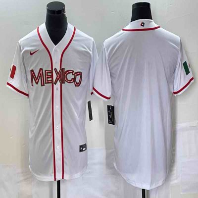 Men's Mexico Baseball Blank 2023 White World Baseball Classic Stitched Jersey