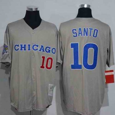 Mitchell And Ness 1990 Cubs #10 Ron Santo Grey Throwback Stitched MLB Jersey