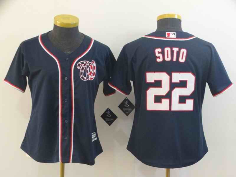 Washington Nationals #22 Juan Soto Navy Stitched MLB Jersey(Run Small)