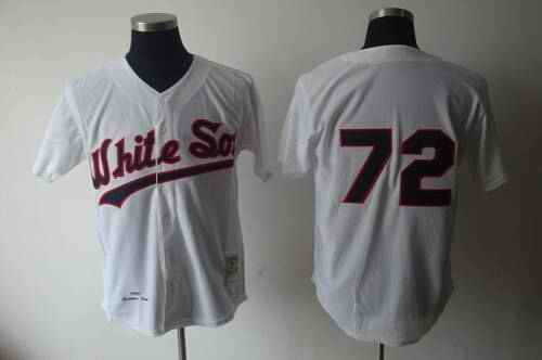 1990 Mitchell and Ness White Sox #72 Carlton Fisk White Throwback Stitched MLB Jersey