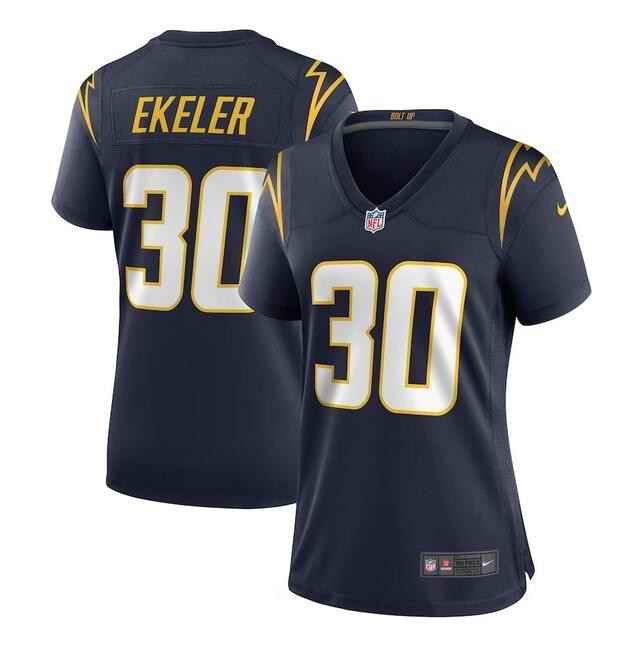 Women's Los Angeles Chargers #30 Austin Ekeler Navy Stitched Jersey(Run Small)