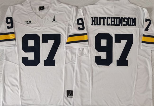 Men's Michigan Wolverines #97 Aidan Hutchinson 2023 F.U.S.E. White Stitched Jersey