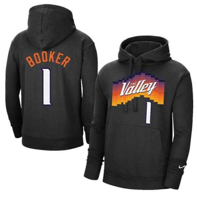 Men's Phoenix Suns #1 Devin Booker 2021 Black Pullover Hoodie