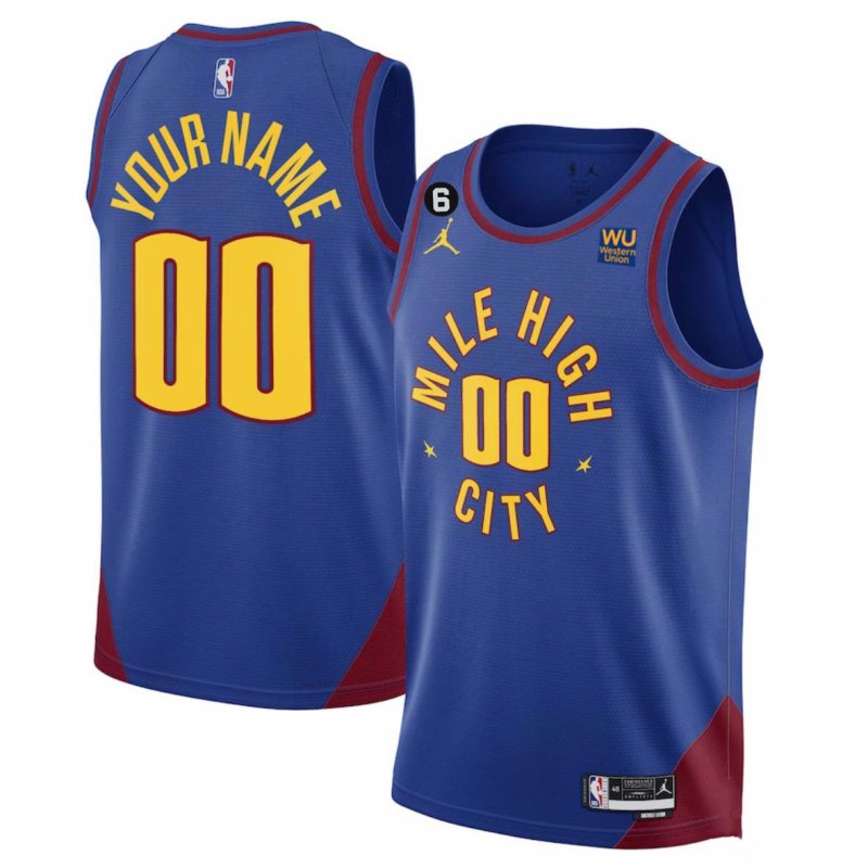 Denver Nuggets Customized Blue 2022/23 Statement Edition With NO.6 Patch Stitched Jersey