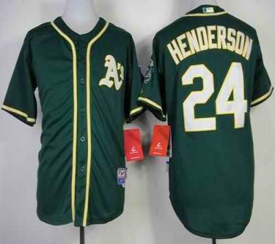 Athletics #24 Rickey Henderson Green Cool Base Stitched MLB Jersey