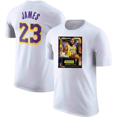 Men's Los Angeles Lakers #23 LeBron James White T-Shirt