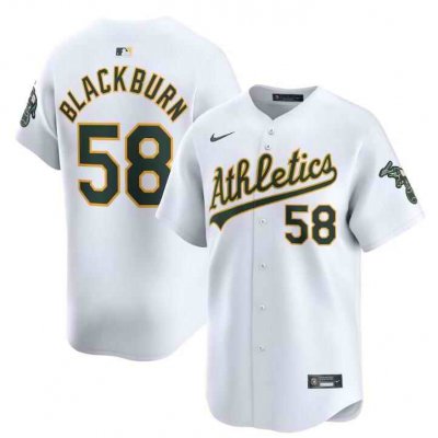 Men's Oakland Athletics #58 Paul Blackburn White Home Limited  Stitched Jersey