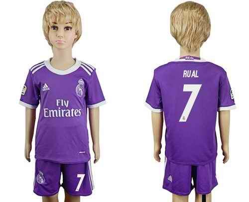 Real Madrid #7 Rual Away Kid Soccer Club Jersey