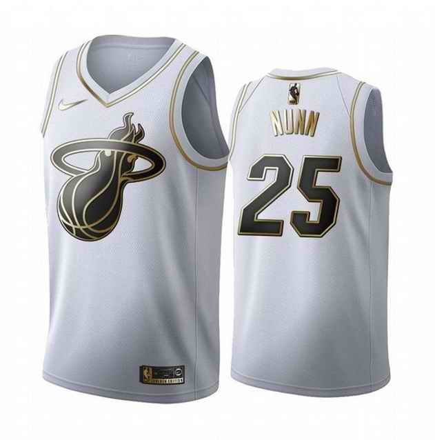 Men's Miami Heat #25 Kendrick Nunn 2019 Golden Edition White Stitched NBA Jersey