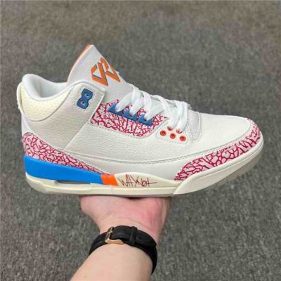 Women's Running weapon Air Jordan 3 White/Red/Blue shoes 0036