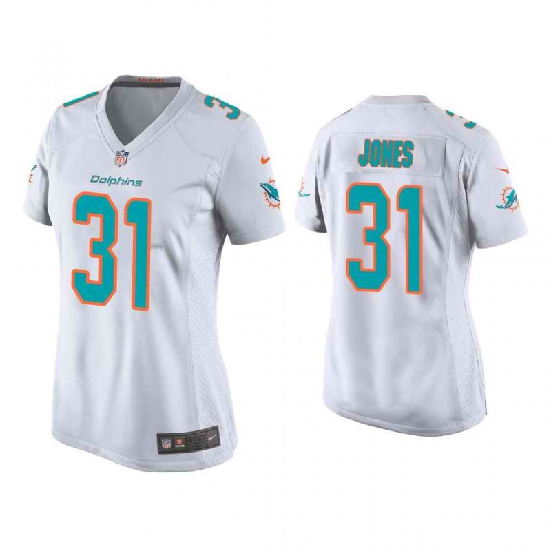 Women's Miami Dolphins #31 Byron Jones White Stitched Jersey(Run Small)