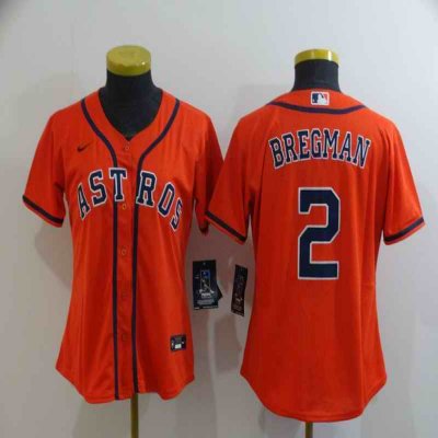 Women's Houston Astros #2 Alex Bregman 2020 Orange Cool Base Stitched MLB Jersey(Run Small)