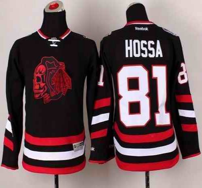 Blackhawks #81 Marian Hossa Black(Red Skull) 2014 Stadium Series Stitched Youth NHL Jersey