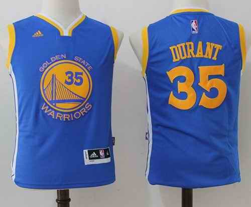 Warriors #35 Kevin Durant Blue Stitched Youth NBA Jersey