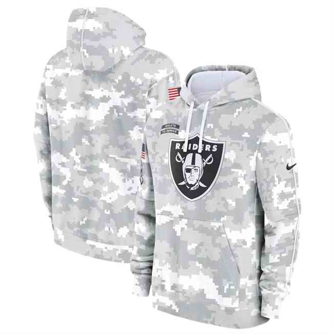 Youth Las Vegas Raiders 2024 White/Gray Salute To Service Pullover Hoodie