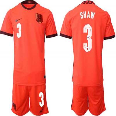 Men's England #3 Shaw Orange Away Soccer Jersey Suit