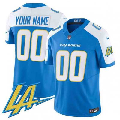 Men's Los Angeles Chargers Customized Blue/White 2024 V2 Limited Alternate Stitched Football Jersey