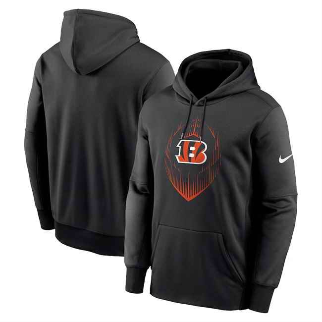 Men's Cincinnati Bengals Black Icon Performance Pullover Hoodie