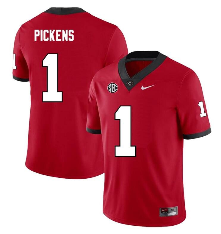 Men's Georgia Bulldogs #1 George Pickens Red Stitched Football Jersey