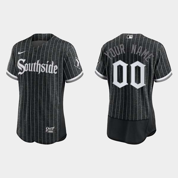 Men's Chicago White Sox Customized Black 2021 City Connect Replica Flex Base Stitched MLB Jersey